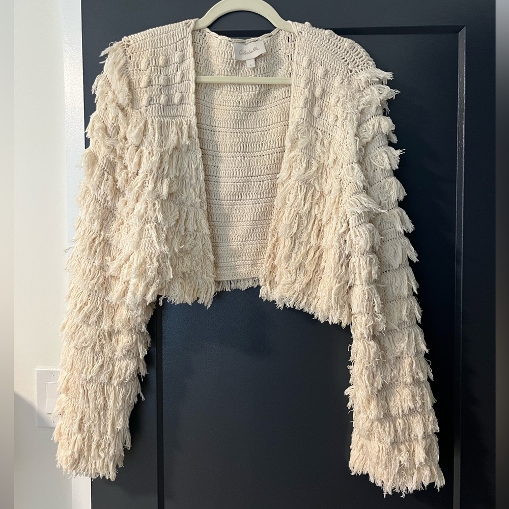 Cleobella Fringe Sweater | Size L | Ivory